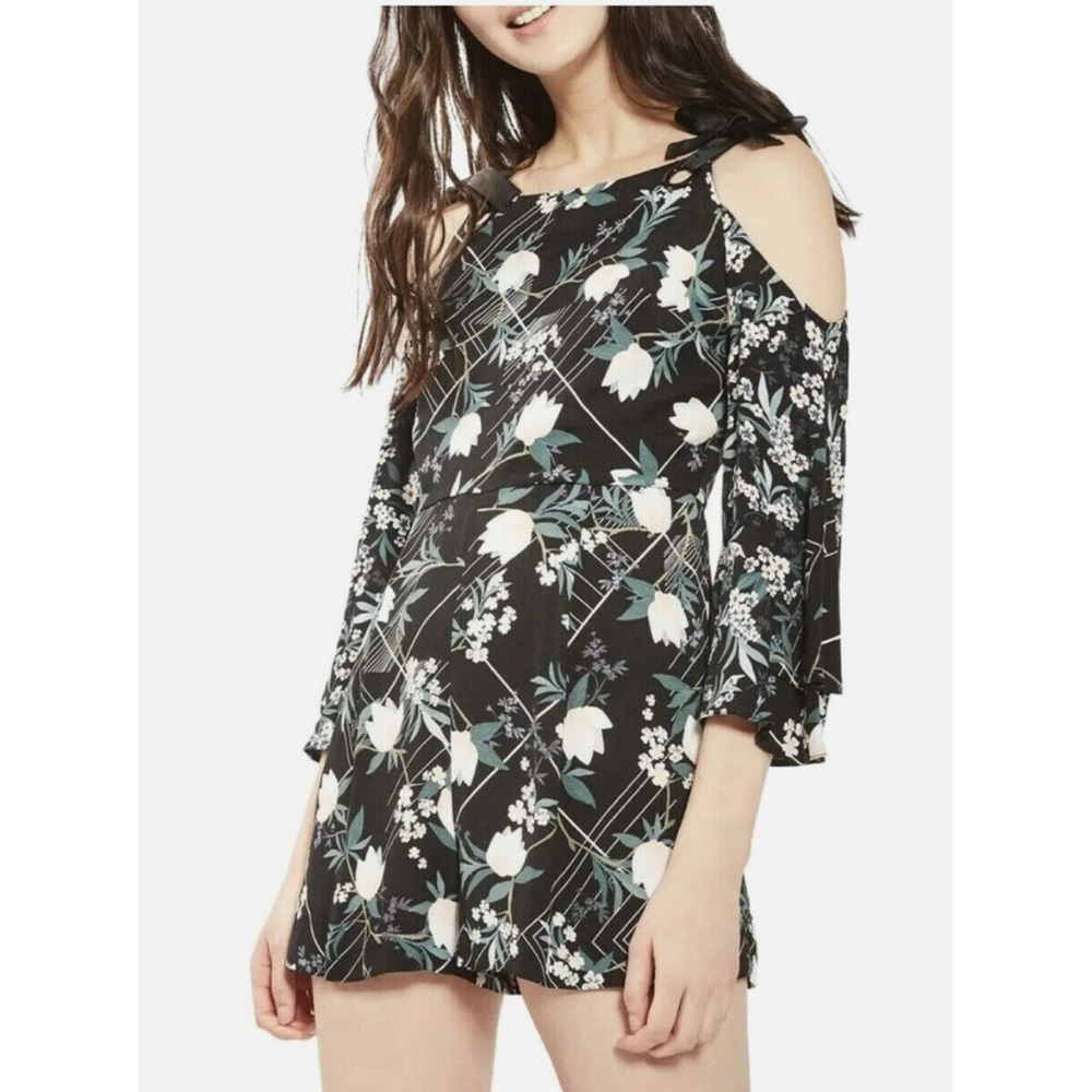 Topshop | Floral Cold Shoulder Romper